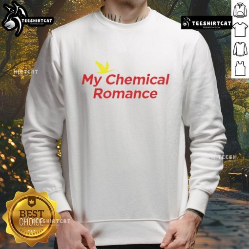 Official My Chemical Romance logo sweatshirt featuring iconic band emblem in black and white design.
