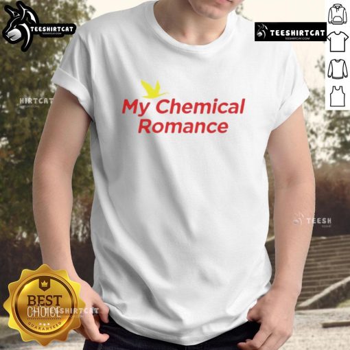 Alt Text: Official My Chemical Romance logo T-shirt featuring bold black and white design on a classic fit tee.
