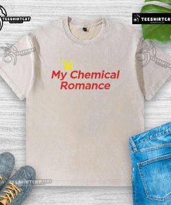Official My Chemical Romance logo on a washed t-shirt, showcasing vintage style for fans of the iconic band.