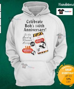 Stylish Official National Bohemian Celebrate Boh's 140th Vintage Anniversary Graphite Hoodie showcasing classic design.