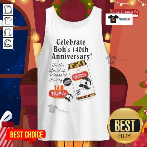 Vintage Nationl Bohemian Celebrate Bohs 140th anniversary graphite tank top showcasing classic design and logo.