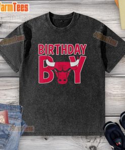 Alt Text: Official NBA Birthday Boy Chicago Bulls Retro Bold Logo Washed T-Shirt featuring vintage design and vibrant colors.