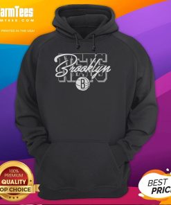 Alt Text: Brooklyn Nets Blockletter Script Logo Hoodie featuring bold team graphics on a stylish black background.