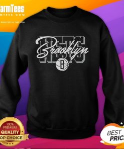 Official NBA Brooklyn Nets blockletter script logo sweatshirt showcasing team pride and stylish design.