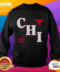 Alt Text: Official NBA Chicago Bulls angled logo sweatshirt featuring vibrant team colors and stylish design for fans.