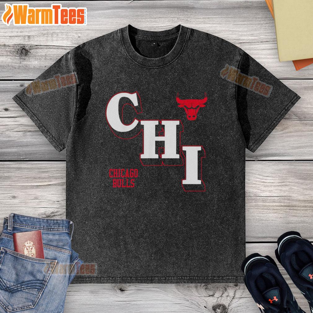 Official Nba Chicago Bulls Angled Logo Washed T Shirt Official NBA Chicago Bulls angled logo on a washed t-shirt, showcasing team spirit and style for fans.
