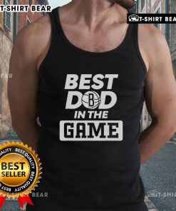 Alt Text: Official NBA Father's Day Best Dad in the Game Brooklyn tank top featuring basketball graphics and vibrant colors.