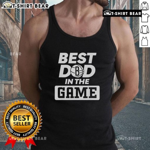 Alt Text: Official NBA Father's Day Best Dad in the Game Brooklyn tank top featuring basketball graphics and vibrant colors.