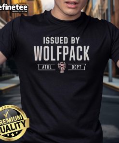 Alt Text: Official NC State Wolfpack T-shirt issued by the Wolfpack Athletic Department, featuring the iconic team logo.