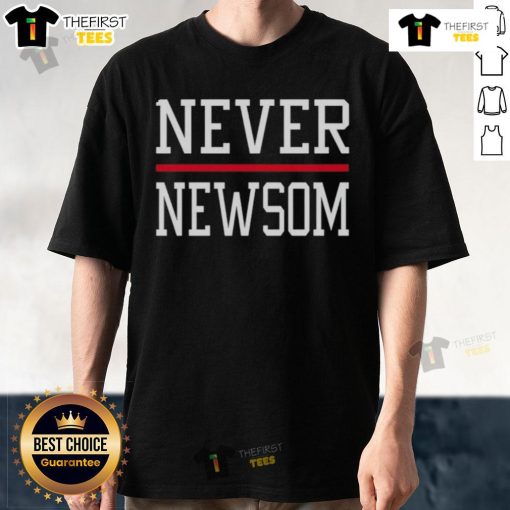 Official Never Newsom T-Shirt featuring bold graphics and a modern design for political statement wear.