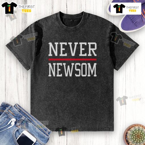 Official Never Newsom Washed T-Shirt featuring a stylish design for supporters of the political movement.
