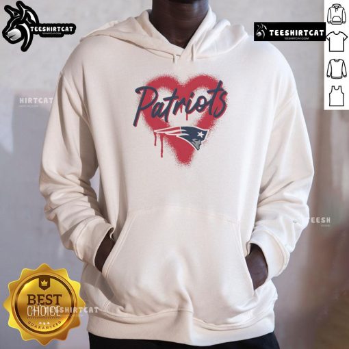 Alt Text: Official New England Patriots Football Spray Heart Hoodie featuring team colors and logo for fans and athletes.