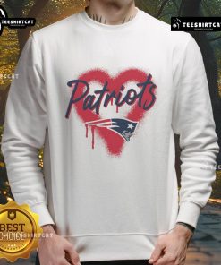 Official New England Patriots Football Spray Heart Sweatshirt in navy blue, perfect for game day and showing team spirit.