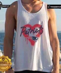 Official New England Patriots football spray heart tank top featuring team colors and logo, perfect for game day.