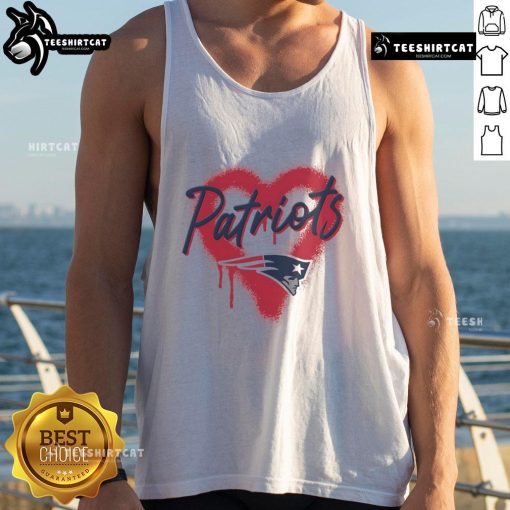 Official New England Patriots football spray heart tank top featuring team colors and logo, perfect for game day.
