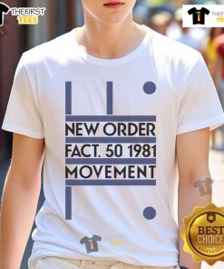 Alt Text: Official New Order Movement 1981 T-Shirt featuring iconic album artwork and classic band logo design.