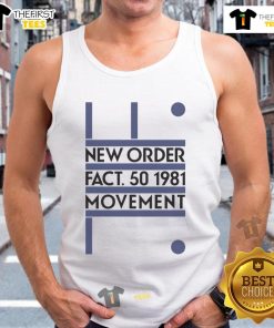 Official New Order Movement 1981 tank top featuring iconic band logo and retro design, perfect for fans and collectors.