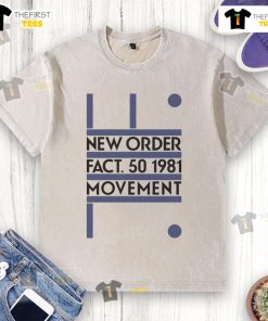 Official New Order Movement 1981 washed t-shirt featuring vintage design and iconic band logo, perfect for fans and collectors.