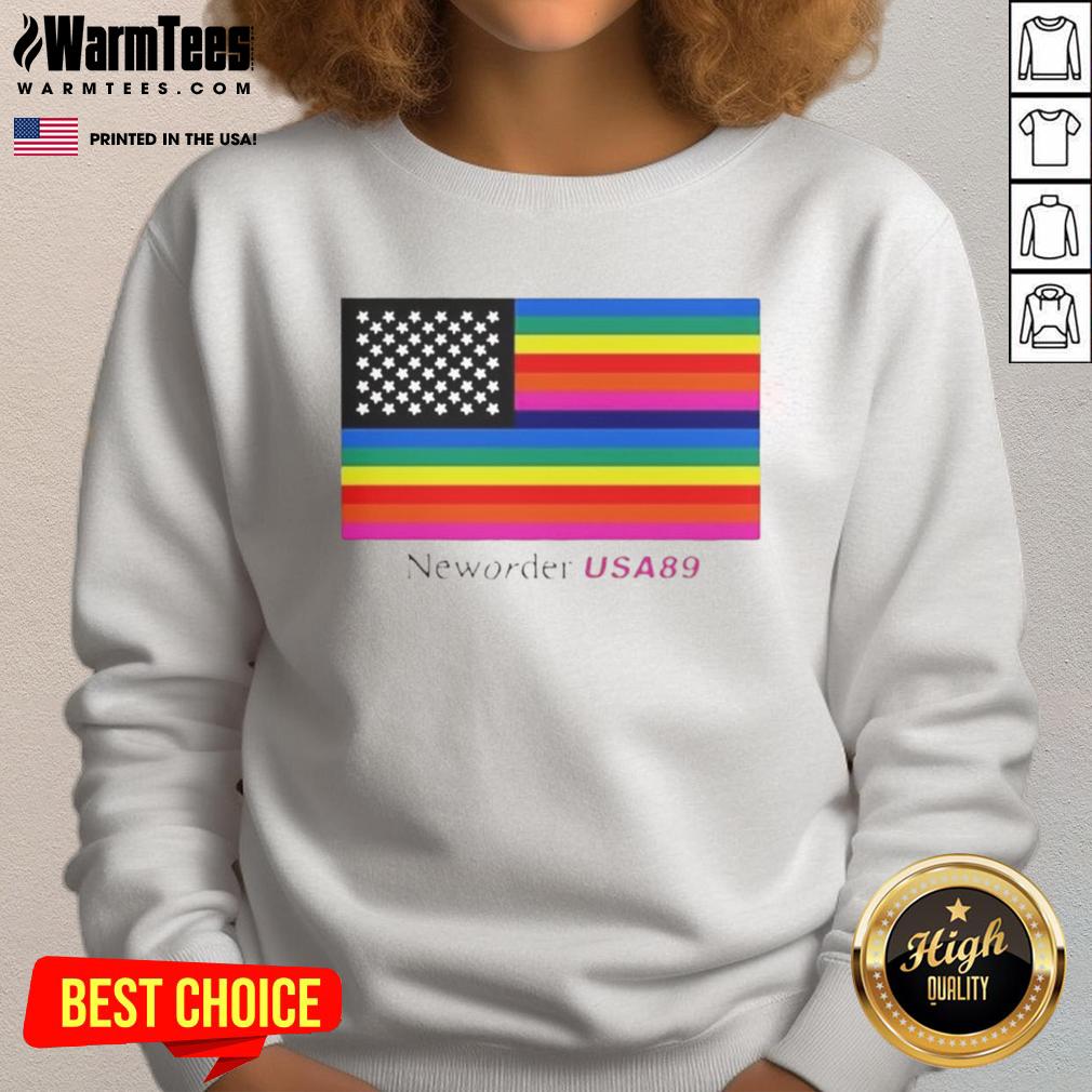 Official New Order Usa 89 Flag Sweatshirt Official New Order USA '89 Flag Sweatshirt featuring vibrant design and classic fit for fans of the iconic band.