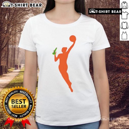 Official New WNBA Logo Sex Toy Meme Ladies Tee featuring a humorous graphic design for sports and meme lovers.