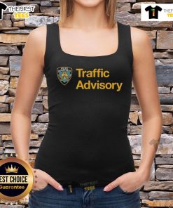 Official New York City Police Department Traffic Advisory tank top featuring bold graphics and vibrant colors.