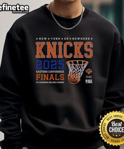 Official New York Knicks Eastern Conference Finals 2025 sweatshirt featuring team logo and vibrant colors.
