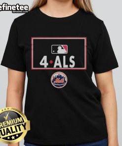 Official New York Mets Awareness 4 to ALS MLB Ladies Tee featuring team logo and ALS support design.