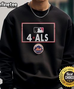 Official New York Mets Awareness 4 to ALS MLB Sweatshirt featuring team colors and logo, perfect for fans supporting ALS awareness.