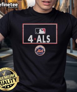 Alt Text: Official New York Mets Awareness 4 To ALS MLB T-Shirt featuring team colors and logo for ALS awareness.
