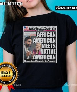 Alt Text: Official New York Post cover featuring Mamdani and Warren at the Liars Summit, highlighting American meets Native American themes.