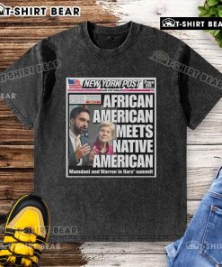 Alt Text: Official New York Post cover featuring Mamdani and Warren at the Liars Summit in a washed T-shirt design.