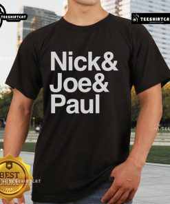 Official Nick Joe Paul T-Shirt featuring vibrant graphics of Nick, Joe, and Paul in a stylish design for fans.