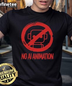 Official No Ai Animation Plasticine Action T-Shirt featuring vibrant graphics and a comfortable fit for creative enthusiasts.