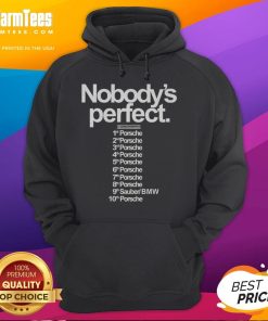 Alt Text: Official Nobody's Perfect Men's 1983 Porsche Hoodie featuring classic car graphics and a stylish design.