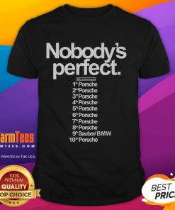 Alt Text: Official Nobody's Perfect Men's 1983 Porsche T-Shirt featuring a classic car design and stylish graphics.