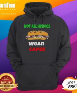 Official Not All Heroes Wear Capes hoodie featuring a DC Sub Sandwich design, perfect for fans of comics and cozy style.