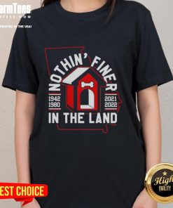 Official Nothin Finer in the Land Georgia Bulldogs Football Ladies Tee showcasing team spirit and style for female fans.