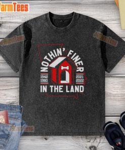 Alt Text: Official Nothin' Finer In The Land Georgia Bulldogs Football washed t-shirt in red, showcasing team spirit and comfort.