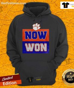 Official Now Won Dabo Swinney Tigers One 2025 Hoodie featuring team colors and logo, perfect for fans.