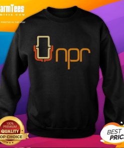 Alt Text: Official NPR 70s mic logo sweatshirt featuring vintage design, perfect for fans of classic radio and retro fashion.