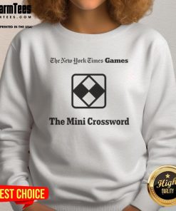 Official NYT Mini Crossword sweatshirt featuring The New York Times Games logo and stylish design for puzzle lovers.