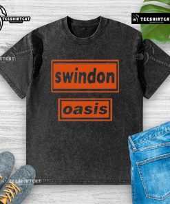 Official Oasis Swindon 2025 washed t-shirt featuring a vintage design and soft fabric, perfect for music fans.