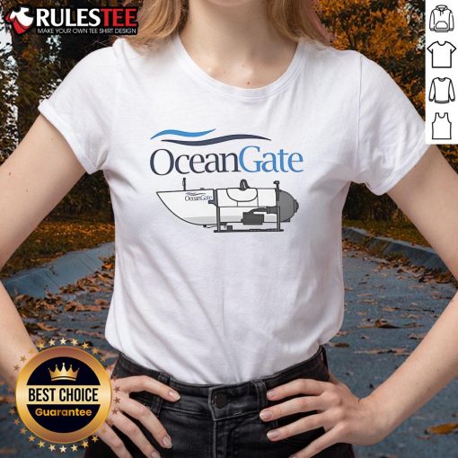 Official OceanGate Titan Submersible disaster adventure tee featuring Titanic wreck design for ladies.