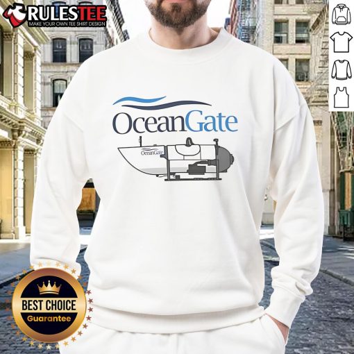 Official OceanGate Titan submersible disaster sweatshirt featuring Titanic wreck design for adventure enthusiasts.
