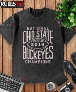 Alt Text: Official Ohio State Buckeyes National Champions 2014 washed t-shirt featuring team logo and championship details.