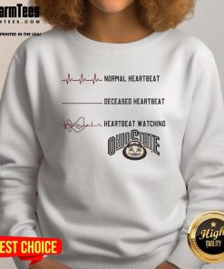 Official Ohio State Buckeyes NCAA Heartbeat Watching Match Sweatshirt in scarlet, perfect for game day and fans.