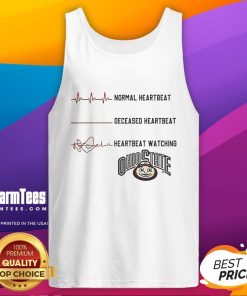 Ohio State Buckeyes NCAA Heartbeat Watching Match Tank Top in red, perfect for game day and showing team spirit.