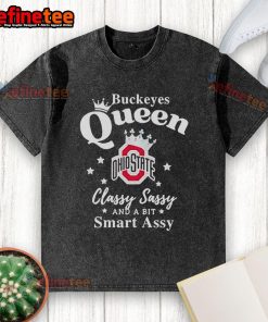 Alt Text: Official Ohio State Buckeyes Queen Classy Sassy and a Bit Smart Assy washed t-shirt in red, perfect for fans.