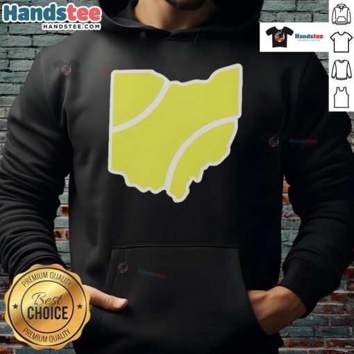 Official Ohio Tennis Ball Hoodie featuring a vibrant tennis ball graphic and cozy design for sports enthusiasts.