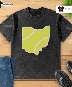 Official Ohio Tennis Ball Washed T-Shirt featuring a vintage design, perfect for tennis enthusiasts and casual wear.